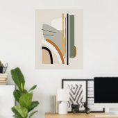 ミニマリストミッドセンチュリー抽象芸術ウォールアート ポスター (ホームオフィス)