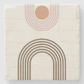 ミニマリストミッドセンチュリー抽象芸術幾何学模様 ストーンコースター (正面)