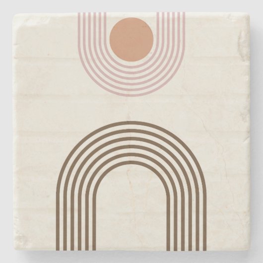 ミニマリストミッドセンチュリー抽象芸術幾何学模様 ストーンコースター (正面)