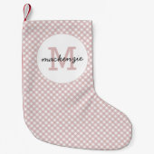 ミニマリストミュートされたピンクシェードプレイドパターン スモールクリスマスストッキング (正面)