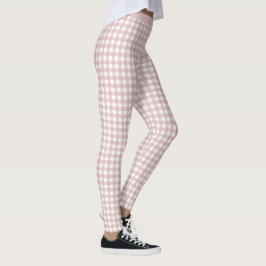 ミニマリストミュートされたピンクシェードプレイドパターン レギンス