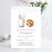 ミニマリストミルクとクッキーピンクガール誕生日 招待状