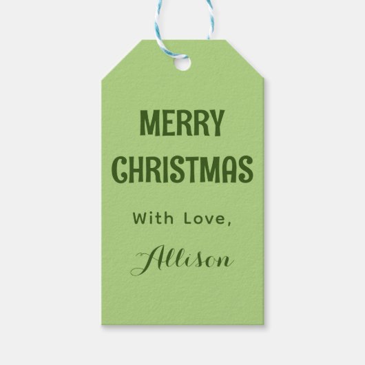 ミニマリストミントグリーンレトロメリークリスマス ギフトタグ (正面)