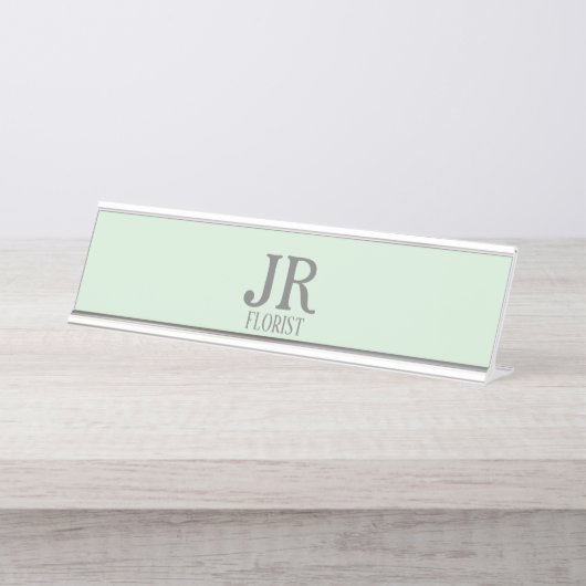 ミニマリストミントグリーン デスクネームプレート (正面)