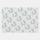 ミニマリストミントグレーホワイトダンデオンネームフローラ ラッピングペーパーシート (正面3)