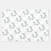 ミニマリストミントグレーホワイトダンデオンネームフローラ ラッピングペーパーシート (正面2)