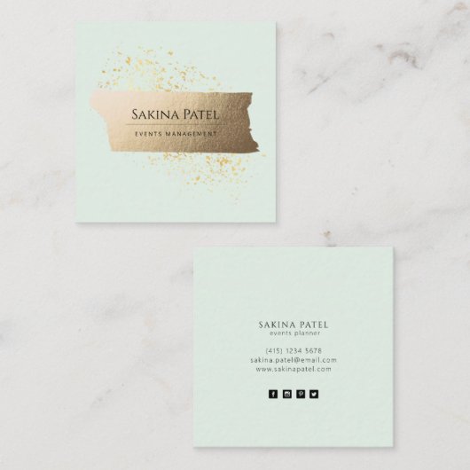 ミニマリストミントプロフェッショナルモダン スクエア名刺 (正面/裏面)