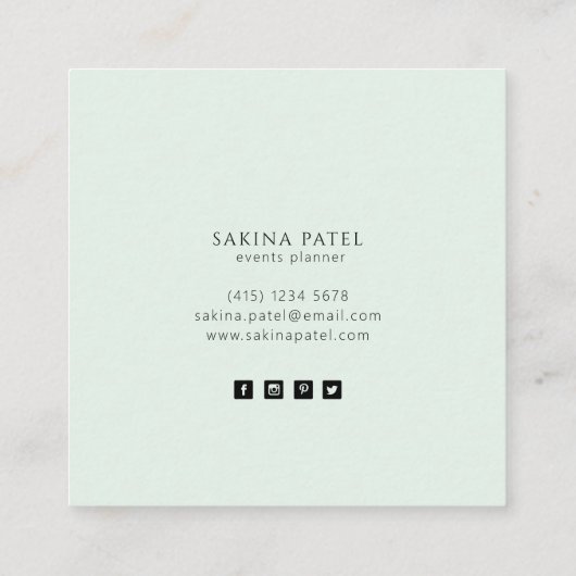 ミニマリストミントプロフェッショナルモダン スクエア名刺 (裏面)