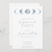 ミニマリストムーンフェイズ天体エンゲージメントパーティー 招待状 (正面/裏面)