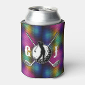 ミニマリストメタリックカラフルゴルフモノグラムデザイン 缶クーラー (缶正面)