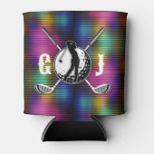 ミニマリストメタリックカラフルゴルフモノグラムデザイン 缶クーラー (正面)