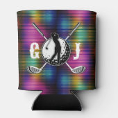 ミニマリストメタリックカラフルゴルフモノグラムデザイン 缶クーラー (裏面)