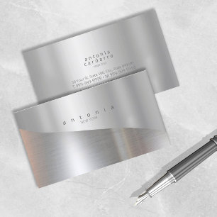 ミニマリストメタル波2トーンシルバーID805 名刺