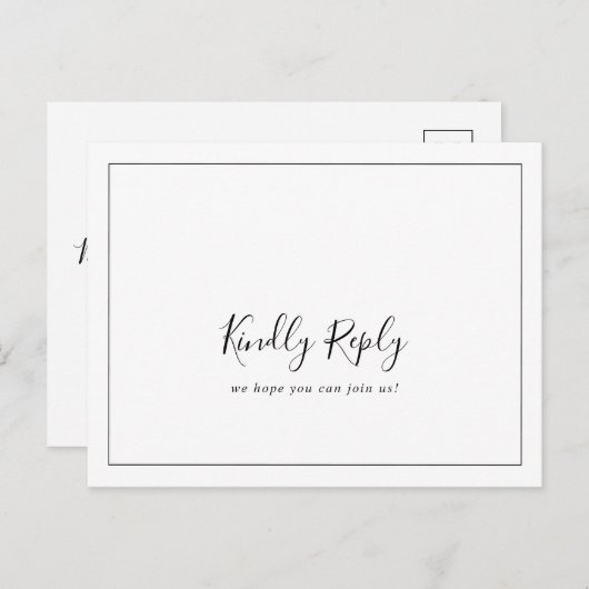 ミニマリストメニュー選択RSVPポストカード インビテーションポストカード (正面/裏面)