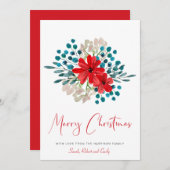 ミニマリストメリークリスマスウィンター花模様フェスティバル シーズンカード (正面/裏面)