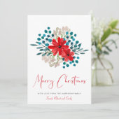 ミニマリストメリークリスマスウィンター花模様フェスティバル シーズンカード (スタンド正面)