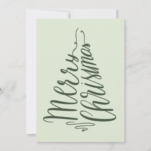 ミニマリストメリークリスマスグリーンツリータイポグラフィ シーズンカード (正面)