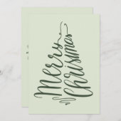 ミニマリストメリークリスマスグリーンツリータイポグラフィ シーズンカード (正面/裏面)