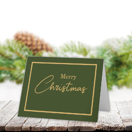ミニマリストメリークリスマスグリーン&金ゴールド シーズンカード