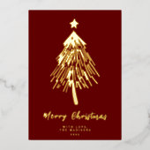 ミニマリストメリークリスマスツリーフォイルホリデーカード 箔シーズンカード (正面)