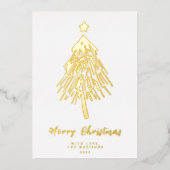 ミニマリストメリークリスマスツリーフォイルホリデーカード 箔シーズンカード (正面)