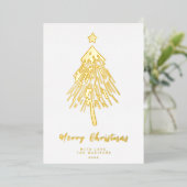 ミニマリストメリークリスマスツリーフォイルホリデーカード 箔シーズンカード (立ち正面)