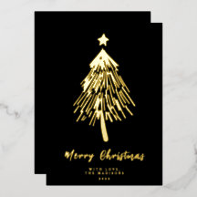 ミニマリストメリークリスマスツリーフォイルホリデーカード