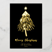 ミニマリストメリークリスマスツリーフォイルホリデーカード 箔シーズンカード (正面)