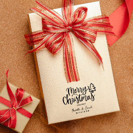 ミニマリストメリークリスマスツリーラベル ラバースタンプ