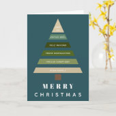 ミニマリストメリークリスマスツリー多言語 カード (黄色い花)