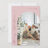 ミニマリストメリークリスマスフォトダスティピンク シーズンカード (正面)