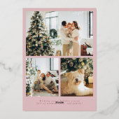 ミニマリストメリークリスマスフォトダスティピンク 箔シーズンカード (裏面)