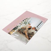 ミニマリストメリークリスマスフォトダスティピンク 箔シーズンカード (回転した状態)