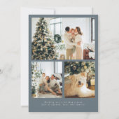 ミニマリストメリークリスマスフォトブルーグレー シーズンカード (裏面)