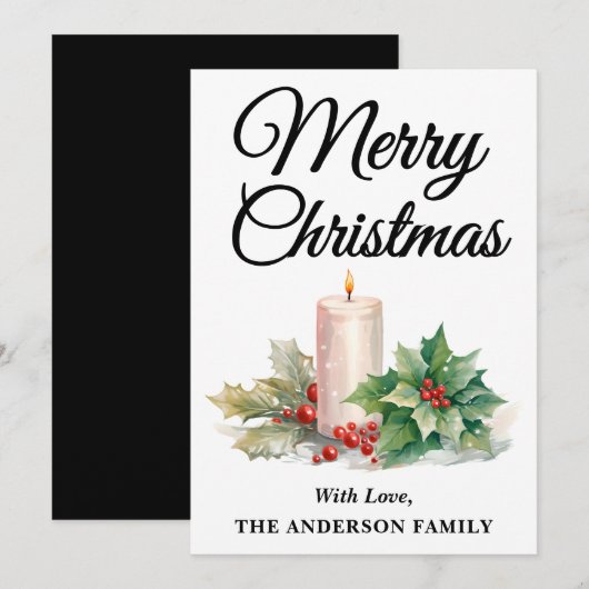 ミニマリストメリークリスマスブラック&ホワイト シーズンカード (正面/裏面)