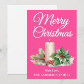 ミニマリストメリークリスマスホットピンク シーズンカード (正面/裏面)
