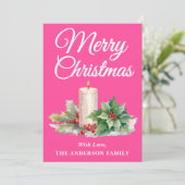 ミニマリストメリークリスマスホットピンク シーズンカード (スタンド正面)