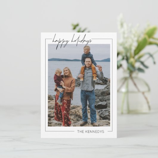 ミニマリストメリークリスマスホリデーグリーティングカード サンキューカード (スタンド正面)