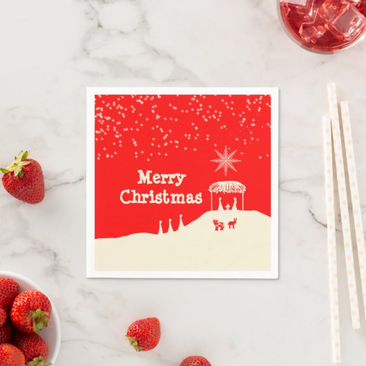 ミニマリストメリークリスマス出生シーン スタンダードカクテルナプキン (インサイチュ)