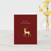 ミニマリストメリークリスマス金ゴールドトナカイ カード (黄色い花)