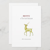 ミニマリストメリークリスマス金ゴールドトナカイ シーズンカード (正面/裏面)