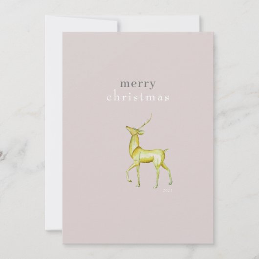 ミニマリストメリークリスマス金ゴールドトナカイ シーズンカード (正面)
