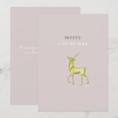 ミニマリストメリークリスマス金ゴールドトナカイ シーズンカード (正面/裏面)