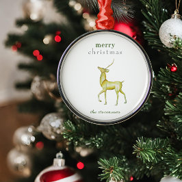 ミニマリストメリークリスマス金ゴールドトナカイ メタルオーナメント