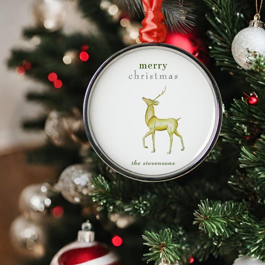 ミニマリストメリークリスマス金ゴールドトナカイ メタルオーナメント