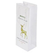 ミニマリストメリークリスマス金ゴールドトナカイ ワインギフトバッグ (正面アングル)