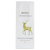 ミニマリストメリークリスマス金ゴールドトナカイ ワインギフトバッグ (正面)