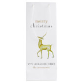 ミニマリストメリークリスマス金ゴールドトナカイ ワインギフトバッグ (裏面)