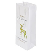 ミニマリストメリークリスマス金ゴールドトナカイ ワインギフトバッグ (正面アングル)