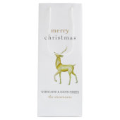 ミニマリストメリークリスマス金ゴールドトナカイ ワインギフトバッグ (正面)